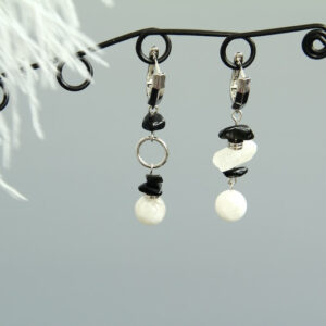 Asymmetrical Rhodium Plated Stone Earrings “Alonso”