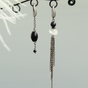 Asymmetrical Natural Stone Chain Earrings “Cassiopeia”