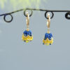 Yellow and Blue Lace Beaded Earrings “Ukrainochka”
