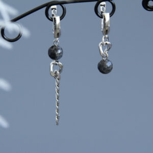 Asymmetrical Larvikite Chain Earrings “Liora”