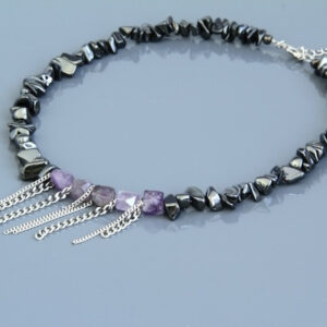Amethyst and Hematite Chain Necklace “Velli”