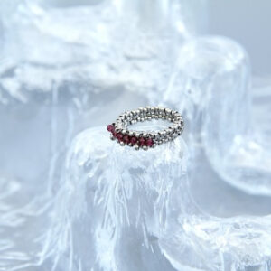 Japanese Beaded Garnet Mini Ring “Granatik Mini”