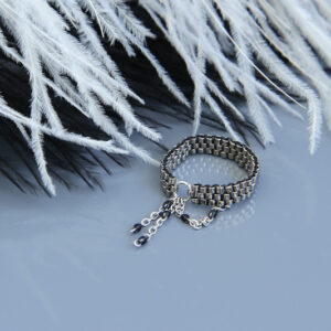 Silver Beaded Chain Ring “Jane”
