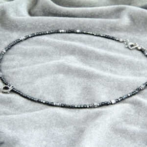 Black Hematite Choker with Heart Pendant “Daisy”
