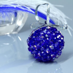 Beaded Christmas Ornament Ball “Blue Snowflake”
