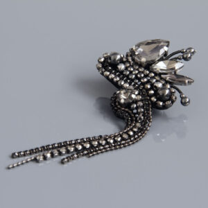 Black Crystal Chain Brooch “Monica”