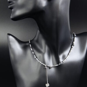 Black Hematite Choker “Bernadette” with Chain Charms