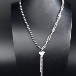 Hematite Chain Necklace with Heart Pendant “Cordelia”