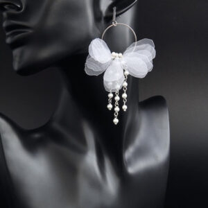 White Organza Wedding Earrings “White Mallow”