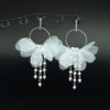 Long White Organza Pearl Earrings “White Mallow”