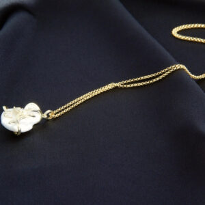 Gold Plated Baroque Pearl Pendant “Anemone”