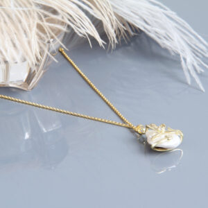 Gold Plated Baroque Pearl Pendant “Anemone” on Chain
