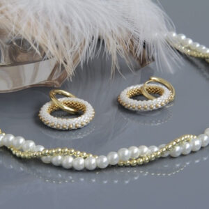 Pearl and Hematite Jewelry Set “Albana” Necklace and Earrings