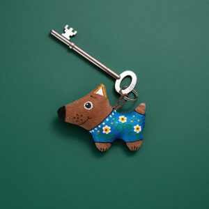 Keychain – Dog with Flowers
