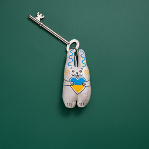 Keychain – Bunny with Blue and Yellow Heart