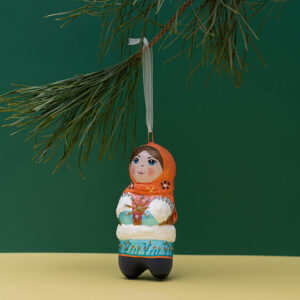 Christmas Ornament – Girl in Orange Headscarf (Sculptural)