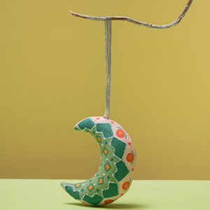 Handmade Decorative Figurine – Moon with Diamonds Pattern