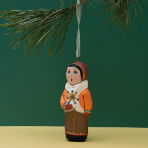 Christmas Ornament – Caroling Boy Singing (Sculptural)