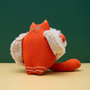 Souvenir – Ginger Cat in Embroidered Sheepskin Coat with Buckwheat Filling
