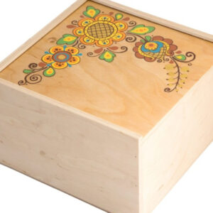 Plywood Box 22×22 cm – Light with Flower
