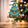 Handmade Decorative Figurine – Little Christmas Tree with Flowers