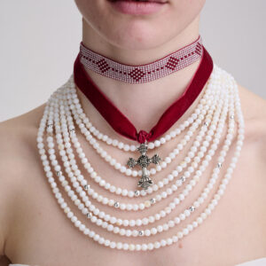 Burgundy Mother-of-Pearl Necklace Set