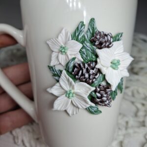 “White Touch” Polymer Clay Decor Mug