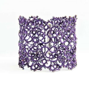 Violet Lilac Lace Bracelet, Openwork Tatting