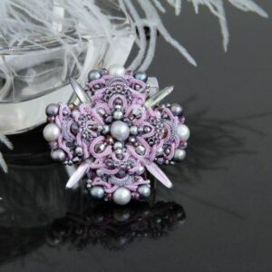 Aliya Lace Pearl Brooch, Vintage Style Tatting Brooch