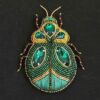 Emerald Crystal Beetle Brooch, Gold Insect Pin