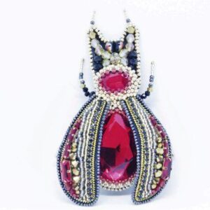 Ruby Baby Beetle Brooch with Red Crystals