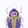 Treasure Hunter Beetle Brooch with Crystals, Purple Gold Insect Pin
