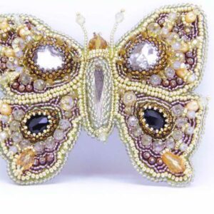 Golden Butterfly Crystal Brooch