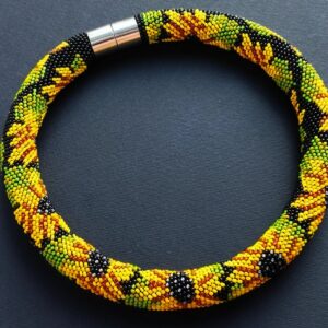 “Sunflowers” Beaded Rope Necklace