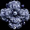 Vintage Silver Lace Pearl Brooch, Handmade Tatting Jewelry