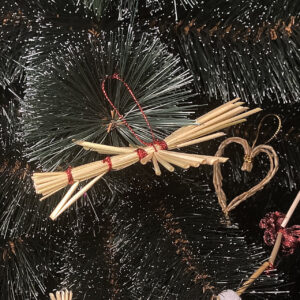 Christmas Didukh from Rye Ears and Flax "Ukrainian Flag", 70 cm