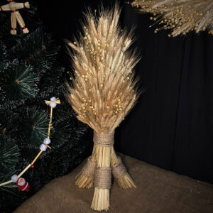 Christmas Didukh from Rye Ears and Flax, 60 cm