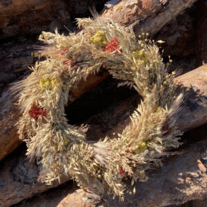 Interior Wreath from Grain Ears and Dried Flowers, Christmas Decor-Amulet, 35 cm