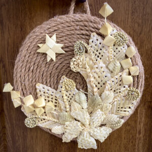 Woven Panel from Rye Straw, Handcrafted, Interior Decor, 22 cm