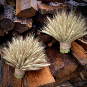 Christmas Didukh from Rye Ears and Flax, Natural Decor, 20 cm
