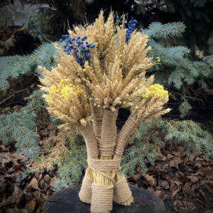 Christmas Didukh from Wheat Ears and Flax, 45 cm
