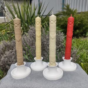 "Easter Joy" - Handmade Table Candle from Natural Beeswax with Bird Decor