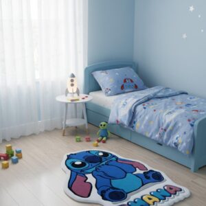 Stitch Rug - handmade, hypoallergenic, 75x103 cm, blue