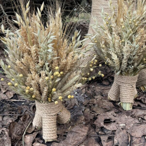 Christmas Didukh from Grain Ears, Flax and Dried Flowers, Handmade, 25 cm