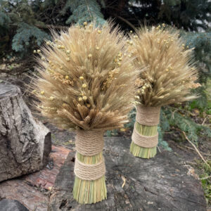 Christmas Didukh from Rye Ears and Flax, 45 cm