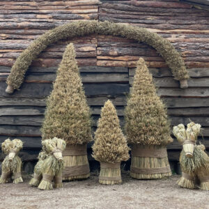Christmas Didukh "Christmas Tree" from Rye Ears and Flax, Holiday Protective Ornament, XXL, 1 m