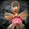 Christmas Tree Ornament "Bird" from Straw, Handcrafted, 14 cm