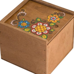 Plywood Box 14×14 cm – Dark with Bird
