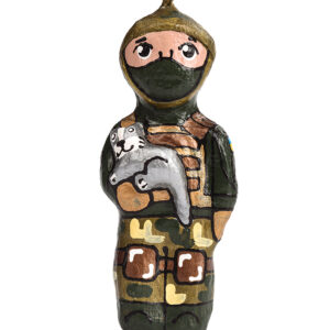 Handcrafted Sculpture – Defender with Cat