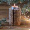 Textured Wooden Candle Holder